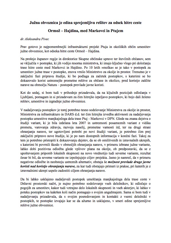 Odgovor Aleksandra Pivec a